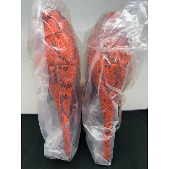 Dollhouse Womens Metro Orange Snakeskin Print Peep-Toe Platform Heels Size 8 - Picture 6 of 8